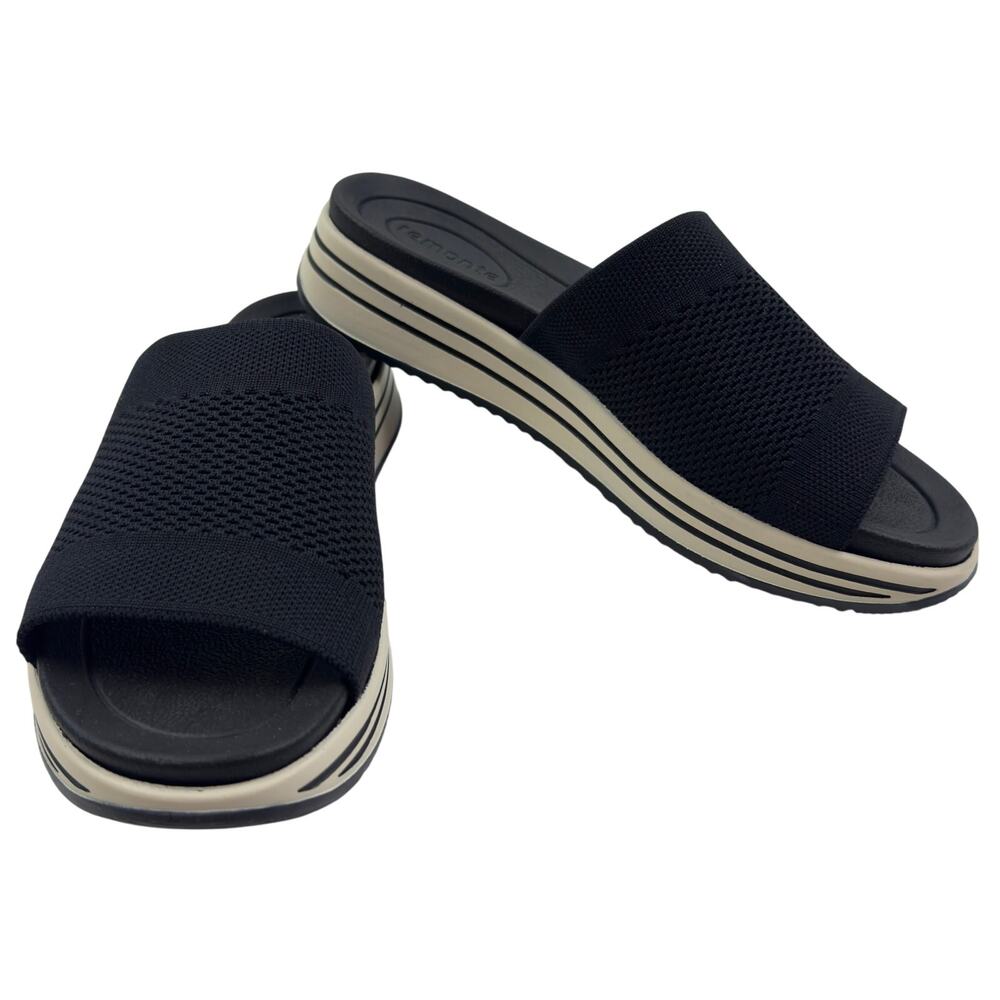 Remonte Jocelyn 61 Black Comfort Slide Slip On Sandals Women's Size 39/7.5